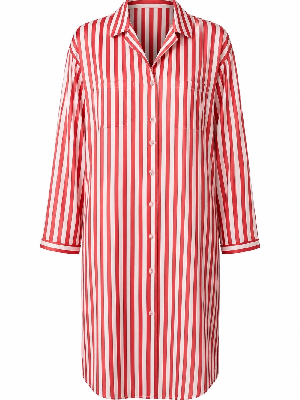 Striped Red & White Button-Front swim cover up
